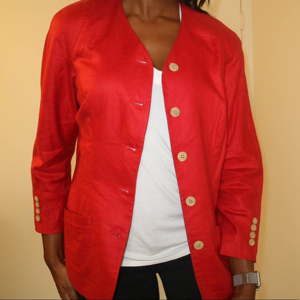 Red linen jacket